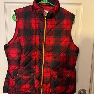 St. John's Bay Red and Black Plaid Vest